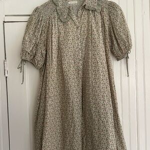 Christy Dawn Cream Mini Dress with Red & Green Floral Print